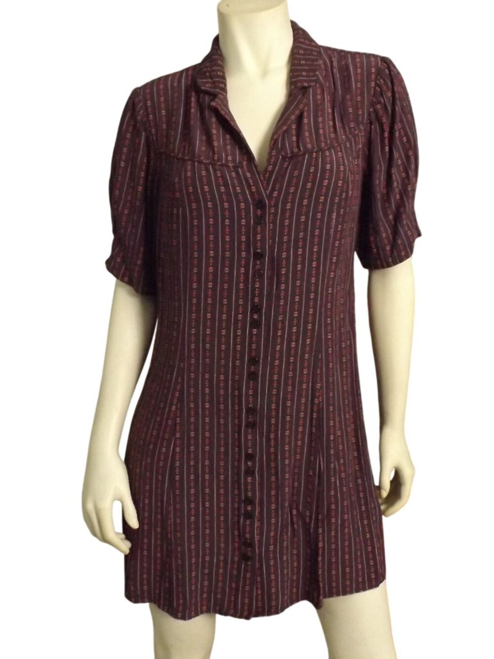 TECOVAS Shirt Dress, L, Short/Mini, Button front, Purple Stripe, Western/Cowgirl